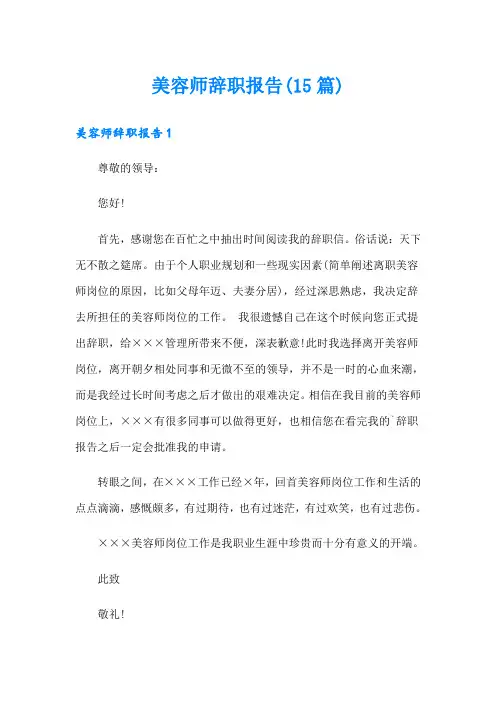 美容师辞职报告(15篇)