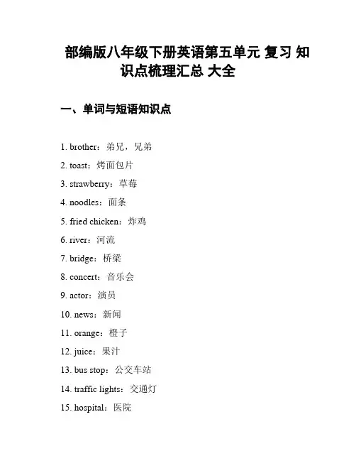 部编版八年级下册英语第五单元 复习 知识点梳理汇总 大全
