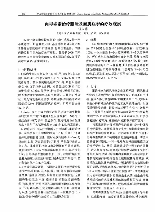 肉毒毒素治疗眼睑及面肌痉挛的疗效观察