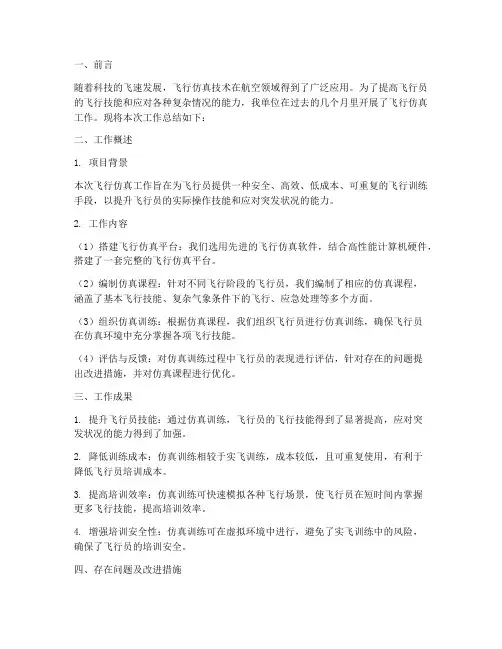 飞行仿真工作总结报告