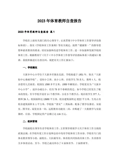 2023年体育教师自查报告