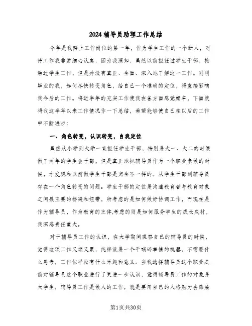 2024辅导员助理工作总结(6篇)