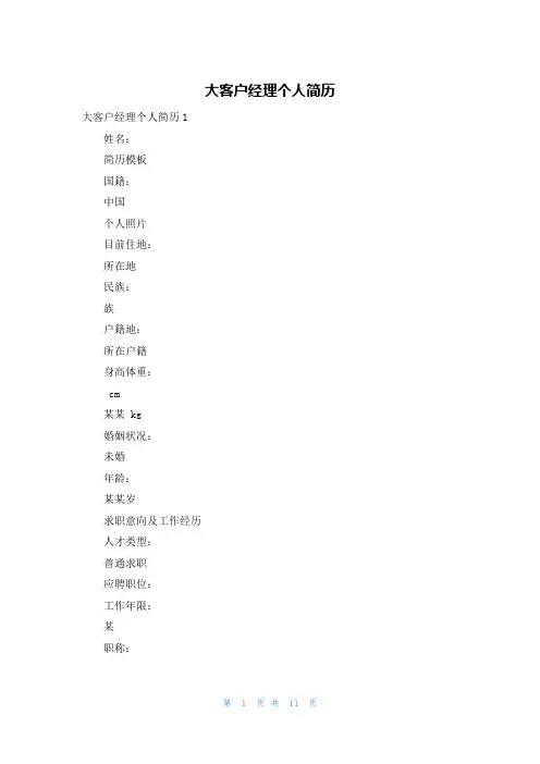 大客户经理个人简历
