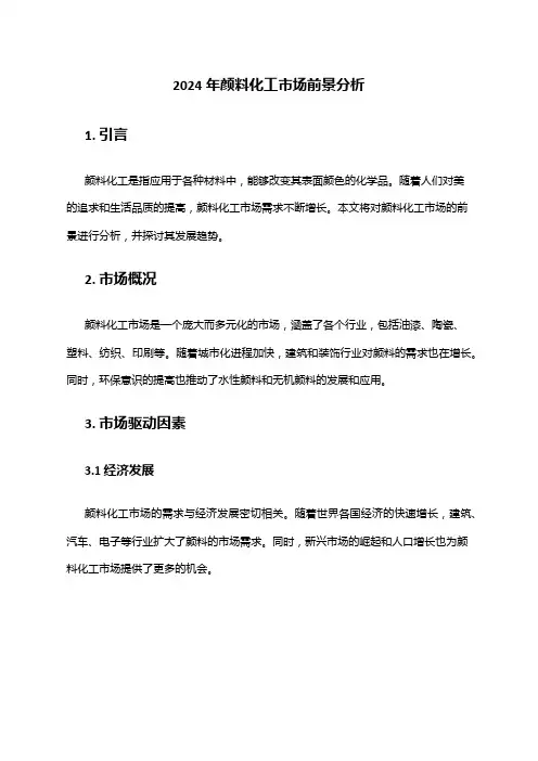 2024年颜料化工市场前景分析