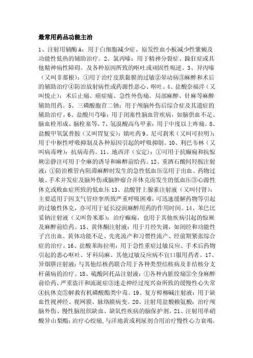 最常用药品功能主治[试题]