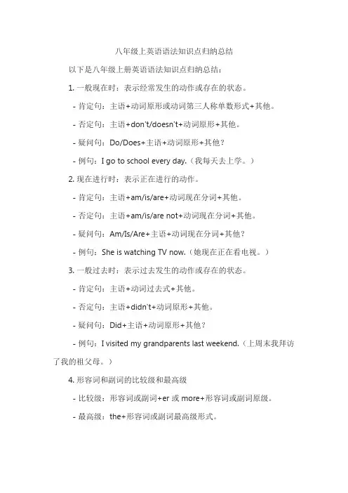 八年级上英语语法知识点归纳总结