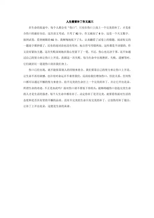 人生需要补丁作文高三