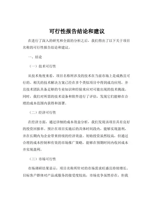 可行性报告结论和建议