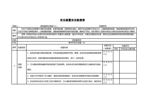 安全装置安全检查表