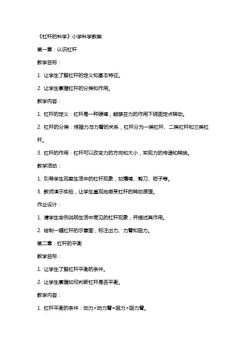 《杠杆的科学》小学科学教案