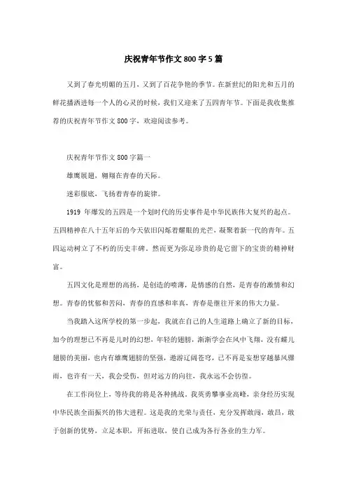 庆祝青年节作文800字5篇
