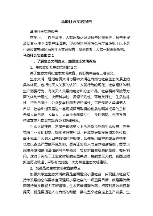 马原社会实践报告