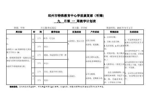 周教学计划表