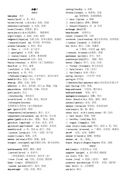 人教版高中英语必修3单词(含音标)