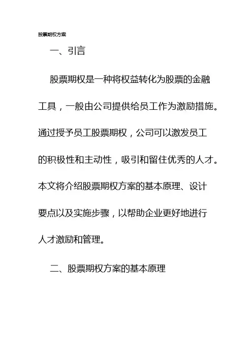股票期权方案