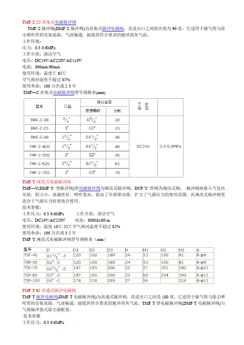 脉冲阀参数