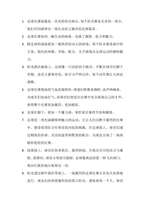 描写足球比赛的句子 (10)