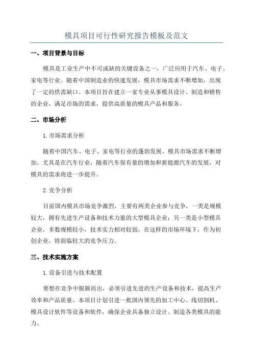 模具项目可行性研究报告模板及范文