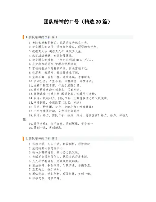 团队精神的口号(精选30篇)