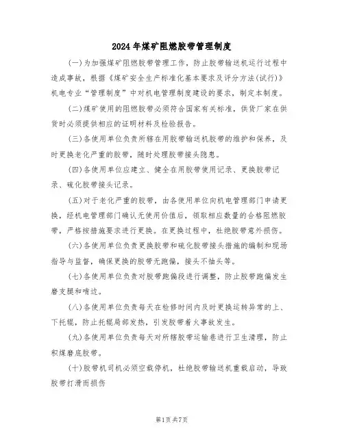 2024年煤矿阻燃胶带管理制度(三篇)