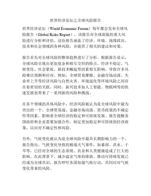 世界经济论坛之全球风险报告