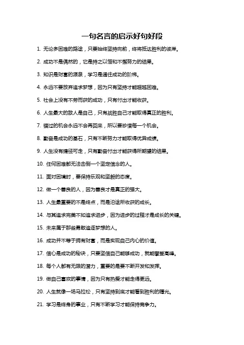 一句名言的启示好句好段