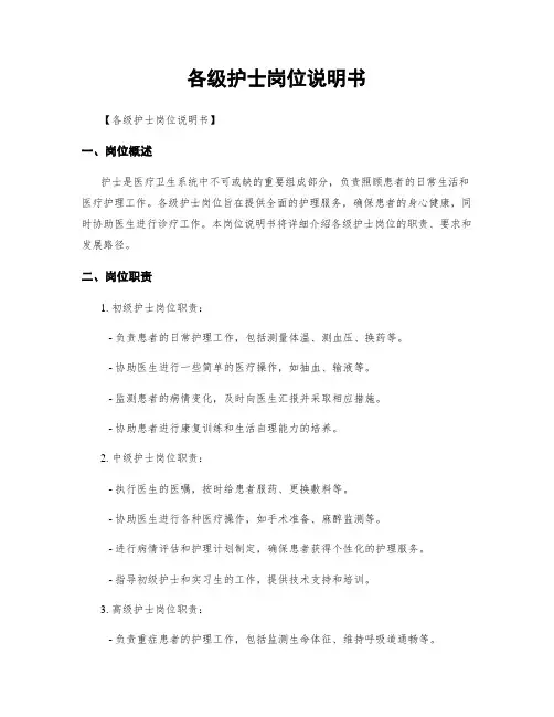 各级护士岗位说明书