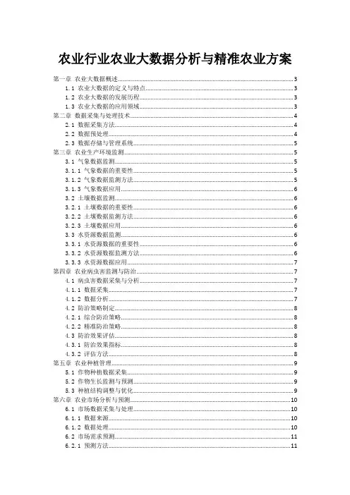 农业行业农业大数据分析与精准农业方案