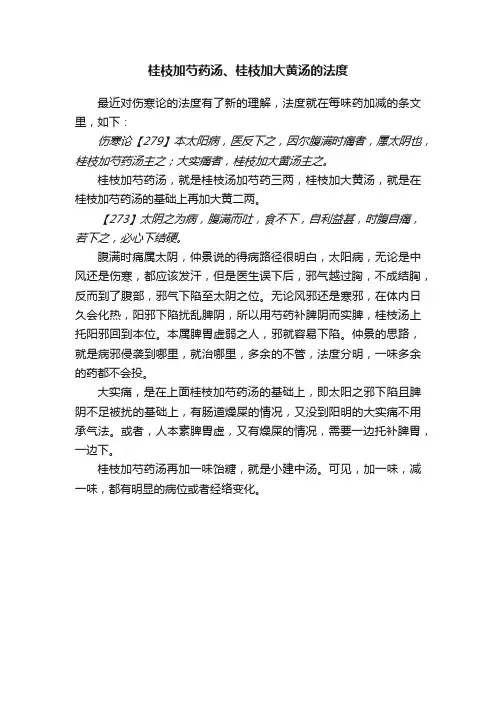 桂枝加芍药汤、桂枝加大黄汤的法度