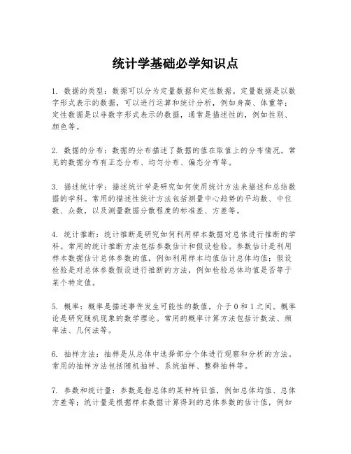 统计学基础必学知识点