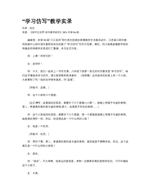 “学习仿写”教学实录