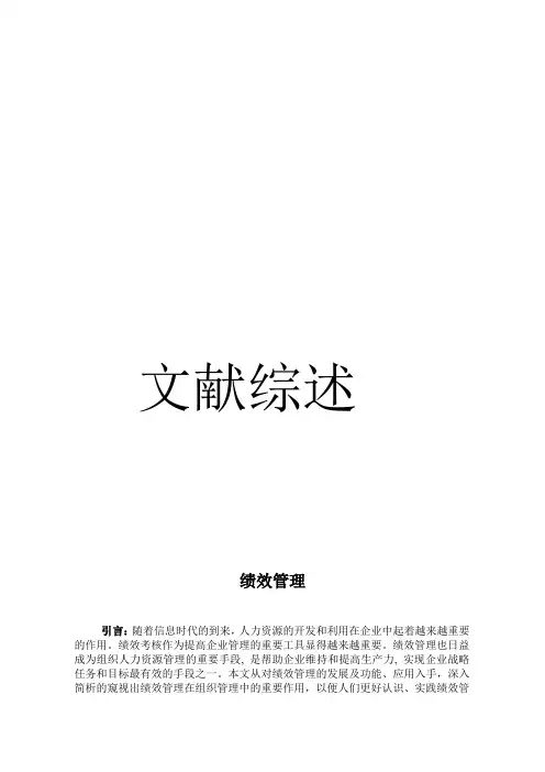 绩效管理   文献综述