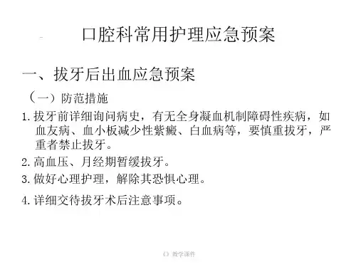 口腔科常用护理应急预案