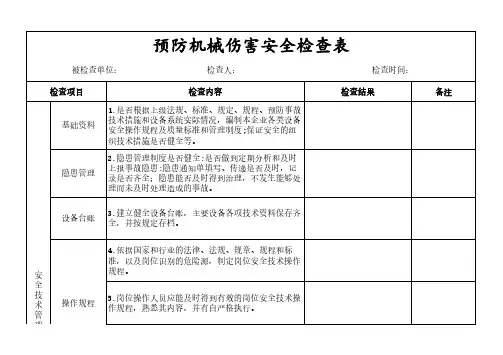 防机械伤害安全检查表-