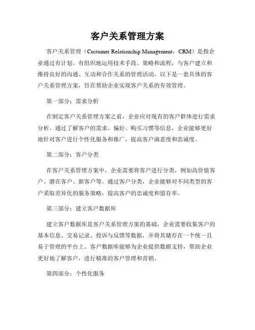 客户关系管理方案