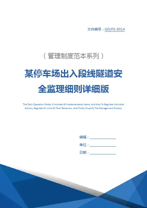 某停车场出入段线隧道安全监理细则详细版