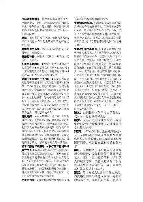 国际结算知识点总结