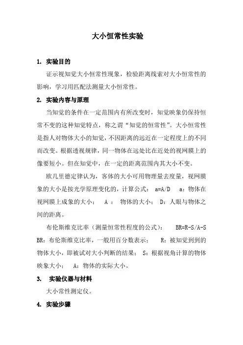 大小恒常性实验