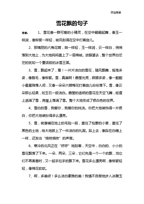 雪花飘的句子
