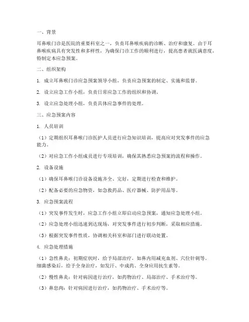 耳鼻喉门诊应急预案