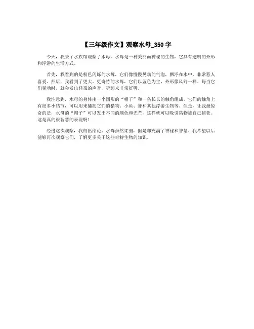 【三年级作文】观察水母_350字