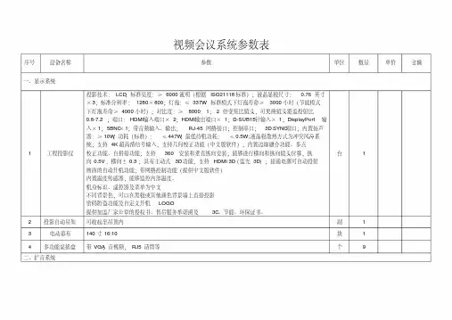 视频会议系统参数表