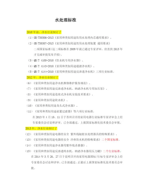 水处理19个标准
