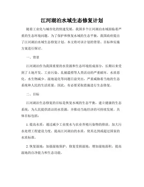 江河湖泊水域生态修复计划