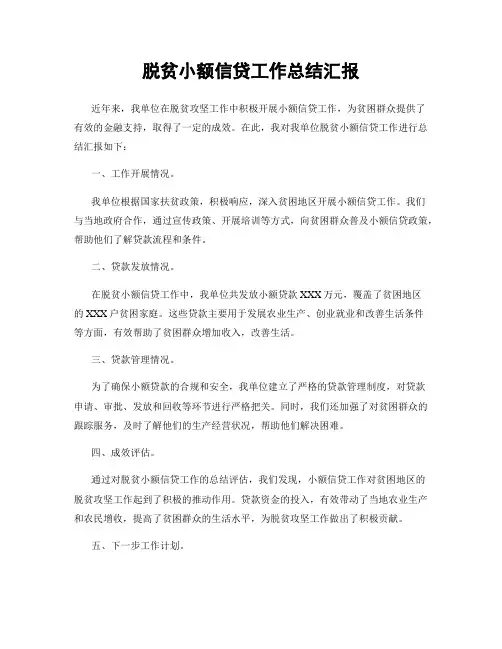 脱贫小额信贷工作总结汇报