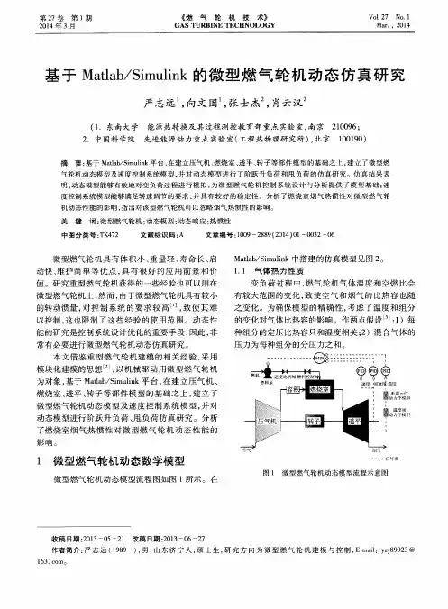 基于 Matlab／Simulink 的微型燃气轮机动态仿真研究