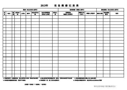 设备维修汇总表模板
