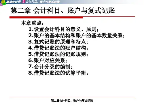 2011最新自考基础会计学课件第二章会计科目、账户与复式记账