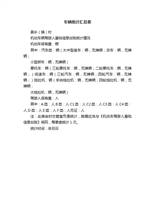 车辆统计汇总表