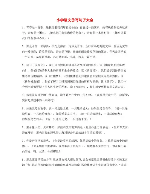 名师课件：小学语文仿写句式专项练习小升初必看句式